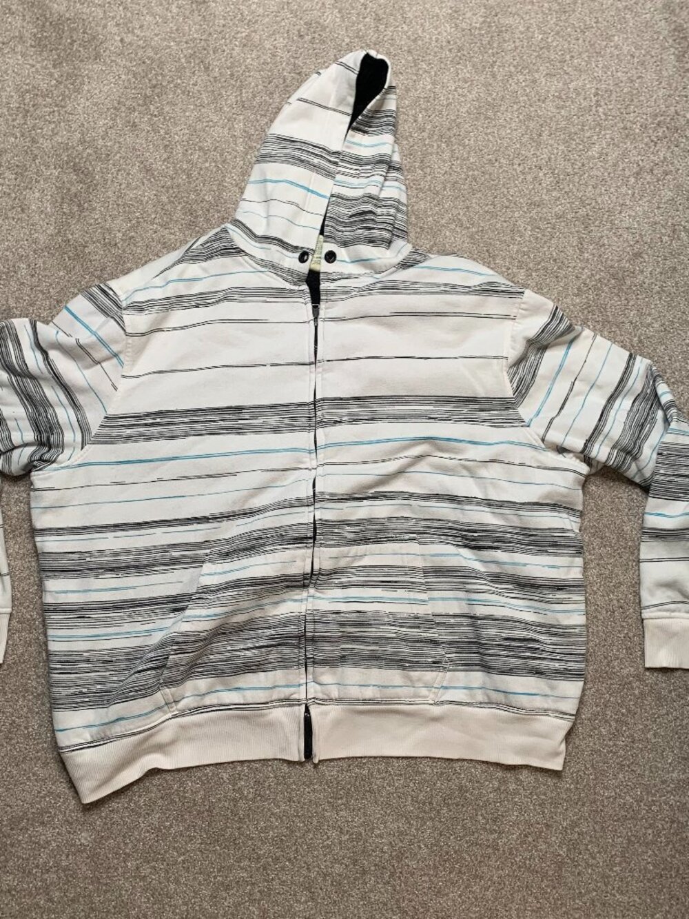 Men's Vtg Y2K Faded Glory 2XL White Sherpa Lined Full Zip Hoodie Sweatshirt